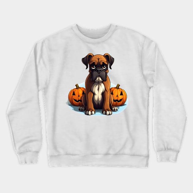 Halloween Boxer Dog #1 Crewneck Sweatshirt by Chromatic Fusion Studio